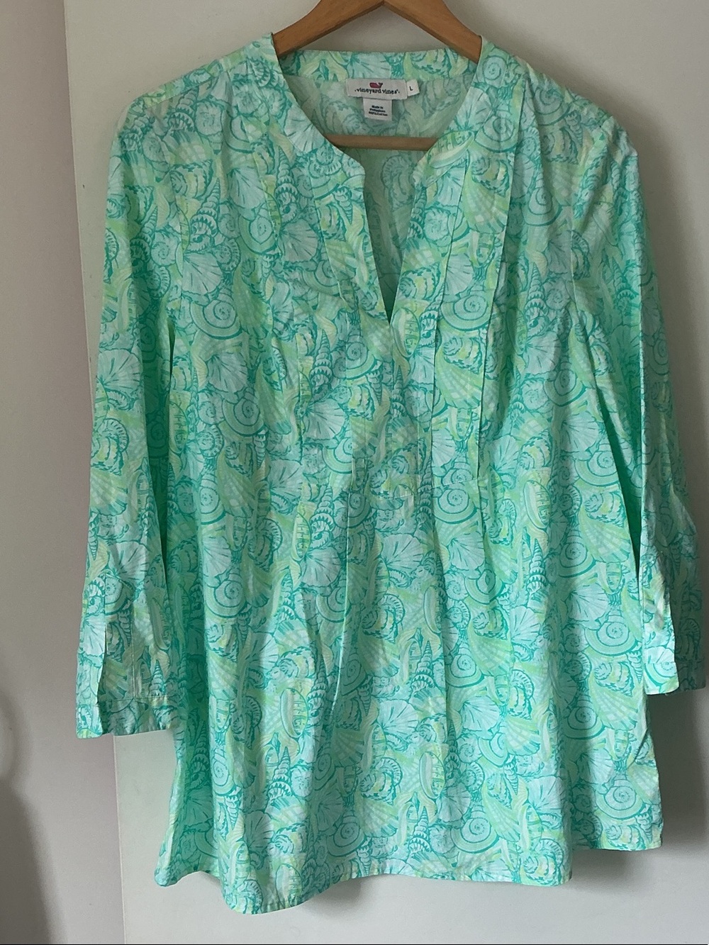 TOMMY BAHAMA Lightweight Mint Paisley Tunic Top - 3/4 Sleeve